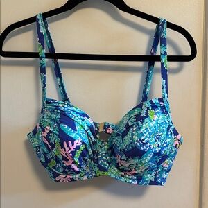 EUC Lilly Pulitzer Colorful Floral Bikini Top.  Wired.  38D.
